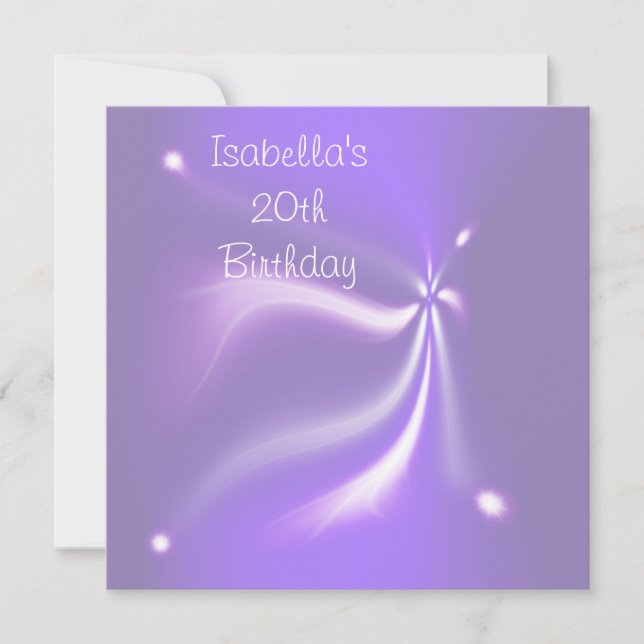 Purple Lights 20th Birthday Party Invitation (Front)