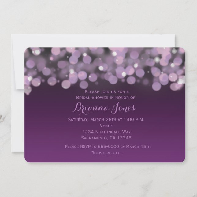 Purple Lights Night Sky Wedding Party Invitation (Front)