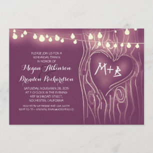 purple lights tree romantic rehearsal dinner invitation