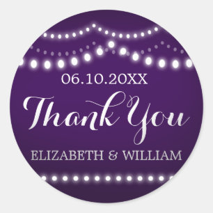 Purple & Lights Wedding Thank You Sticker Bridal
