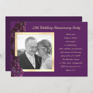 Purple Lilac Anniversary Party Photo  Invitation