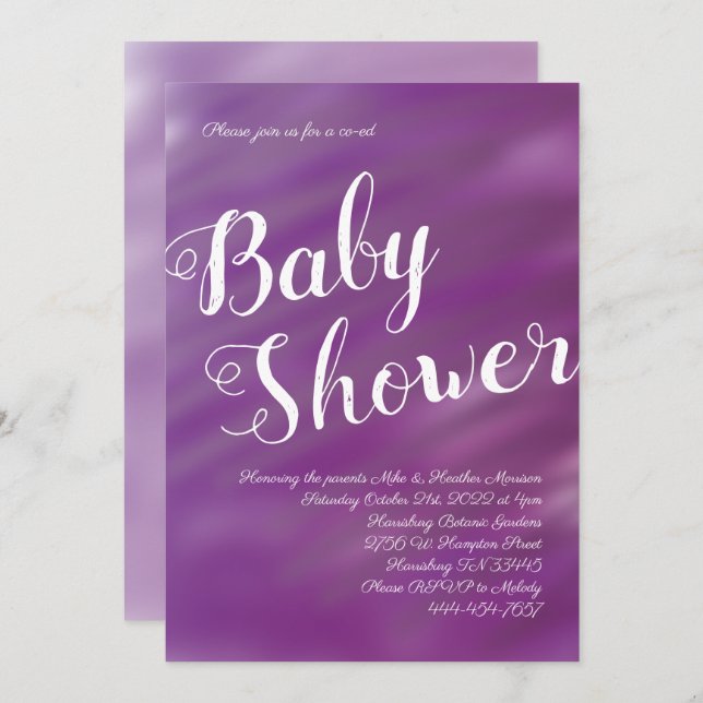 Purple & Lilac Baby Shower Co-Ed Gender Neutral Invitation (Front/Back)