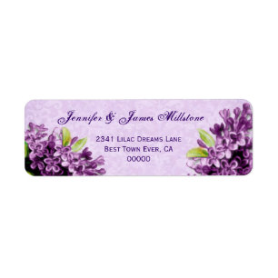 Purple Lilac Blossoms Vintage Wedding Label Return Address Label