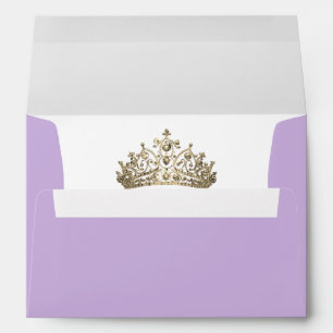 Purple Lilac Elegant Crown Gold Tiara Princess Envelope