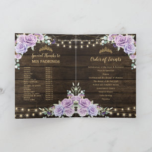 Purple Lilac Floral Enchanted Forest Quinceañera Program