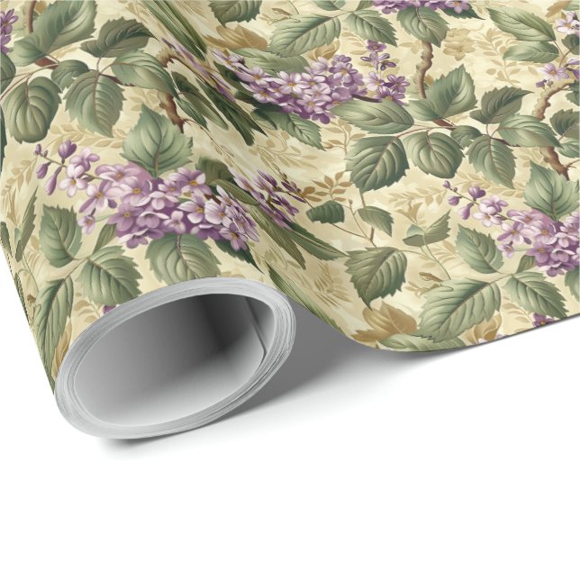 Purple Lilac Floral Gift Wrapping Paper Wrap (Roll Corner)