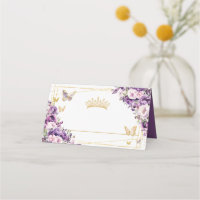 Purple Lilac Floral Gold Butterflies Quinceañera