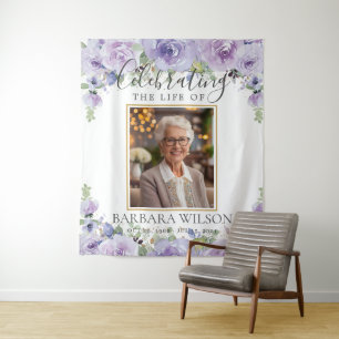 Purple Lilac Floral Picture Photo Funeral Memorial Tapestry