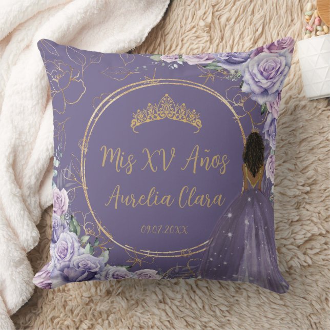 Purple Lilac Floral Princess Quinceañera Keepsake  Cushion (Blanket)