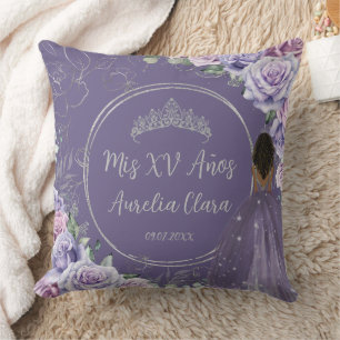 Purple Lilac Floral Princess Quinceañera Keepsake Cushion