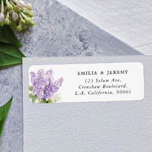 Purple Lilac Floral Watercolor Return Address Label
