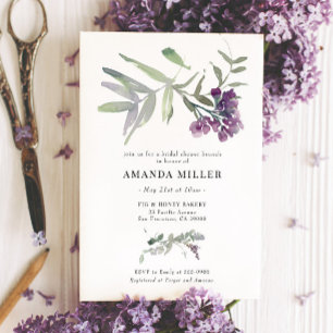 Purple Lilac Flower Bridal Shower Invitation