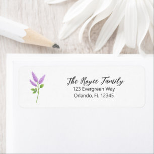 Purple Lilac Flower Painting Return Address Label