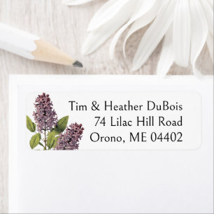 Purple Lilac Flower Personalised Return Address Label