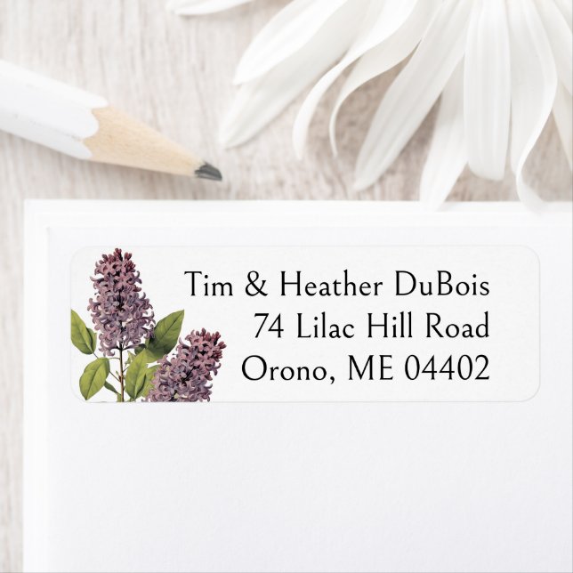 Purple Lilac Flower Personalised Return Address Label (Insitu)