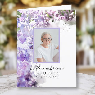 Purple Lilac Flower Watercolor Funeral Sympathy Thank You Card