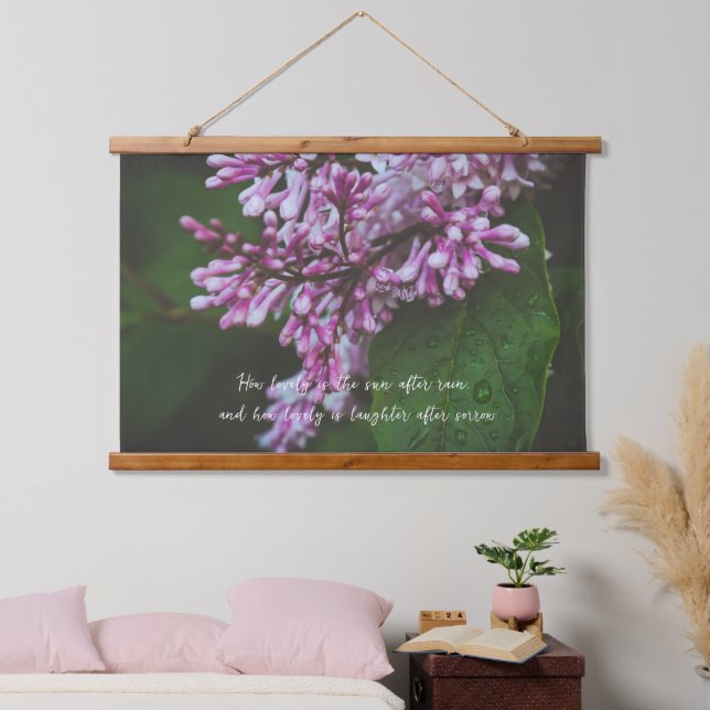 Purple lilac flowers after rain hanging tapestry (Bedroom)