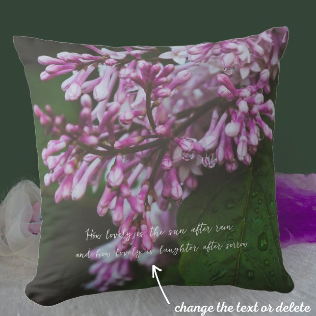 Purple lilac flowers after rain throw pillow (Creator Uploaded)