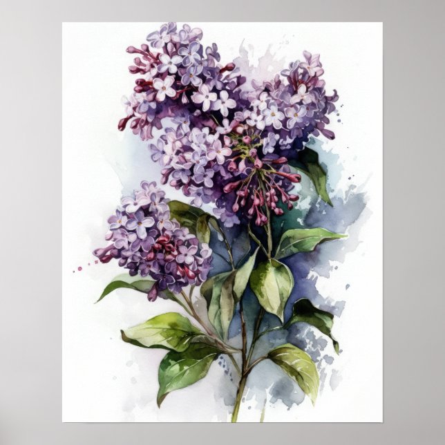 Purple Lilac Flowers Art Print Poster (Front)