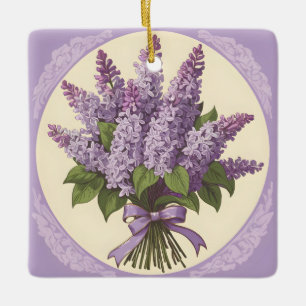 Purple Lilac Flowers Ceramic Ornament