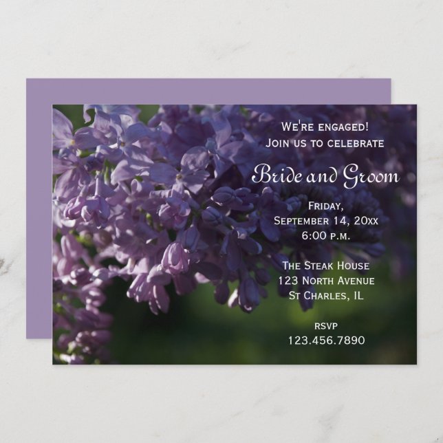 Purple Lilac Flowers Engagement Party Invitation (Front/Back)