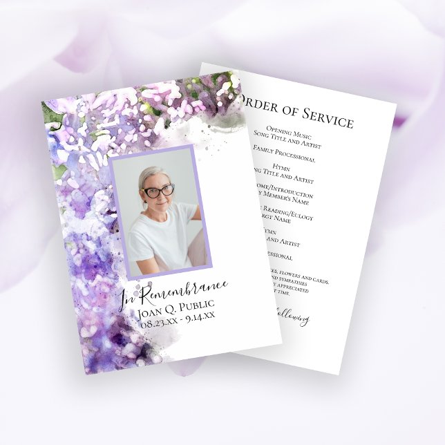 Purple Lilac Flowers Funeral Service Program (Creator Uploaded)