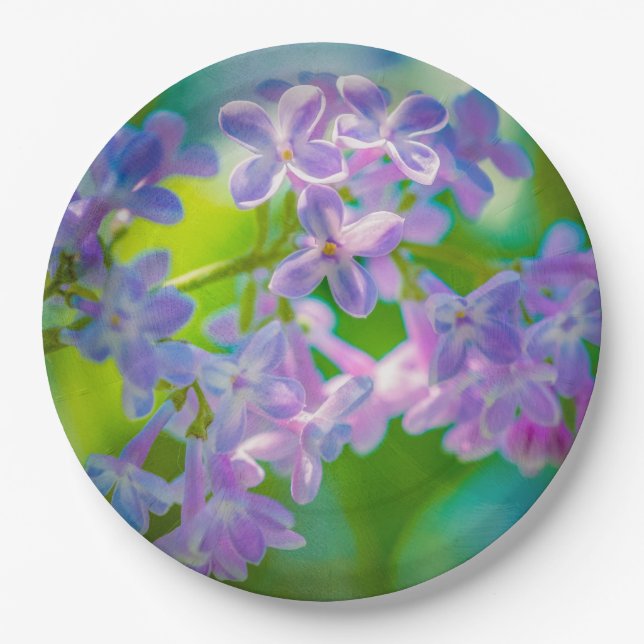 Purple Lilac Flowers Paper Plate (Front)