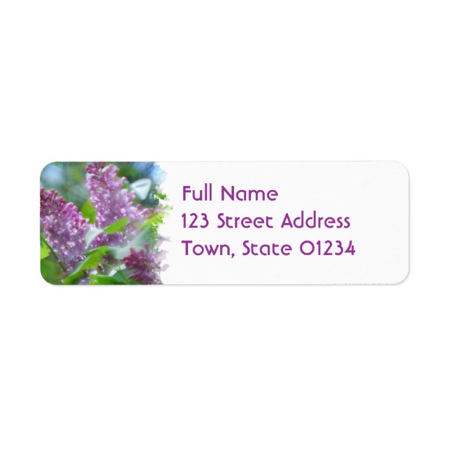 Purple Lilac Flowers Return Address Mailing Label (Front)