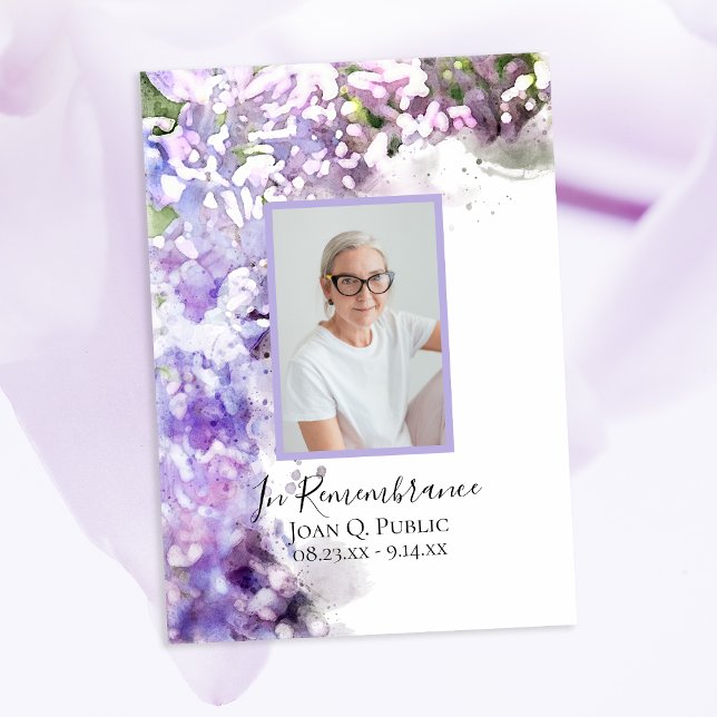 Purple Lilac Flowers Watercolor Death Anniversary Invitation (Creator Uploaded)