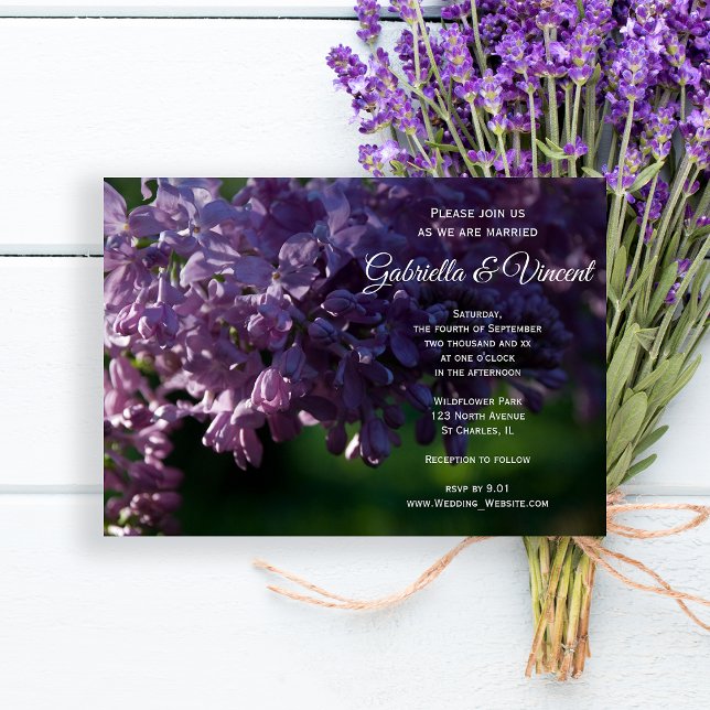 Purple Lilac Flowers Wedding Invitation (Creator Uploaded)
