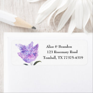 Purple Lilac Flowers Wedding Return Address Label