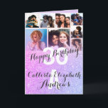 Purple Lilac Glitter Photo Collage Happy Birthday Card<br><div class="desc">This cool and cute happy birthday greeting card is perfect for any friend or family member. It features eight customisable photograph pictures with a monogram name and the quote, "Happy Birthday, " on top of a white "30" (which can be changed to any age) on top of a faux printed...</div>