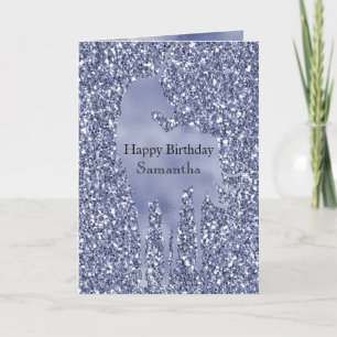 Purple Lilac Glitter Unicorn Personalised Card
