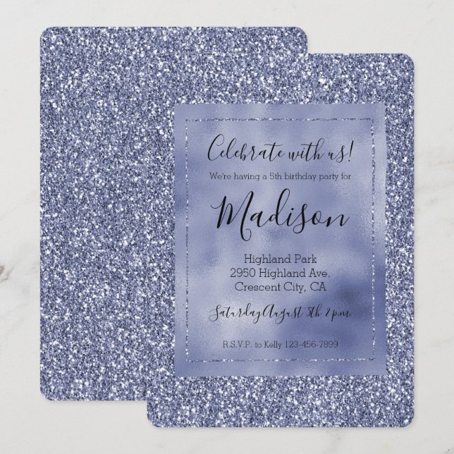 Purple Lilac Glitz Glam Glitter Sparkle Invitation (Front/Back)