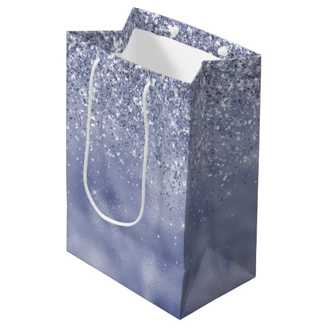 Purple Lilac Glitz Glam Glitter Sparkle Medium Gift Bag (Front Angled)
