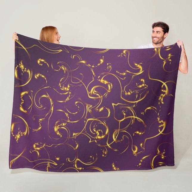 purple, lilac, gold, golden, vibes, abstract, fleece blanket (In Situ)