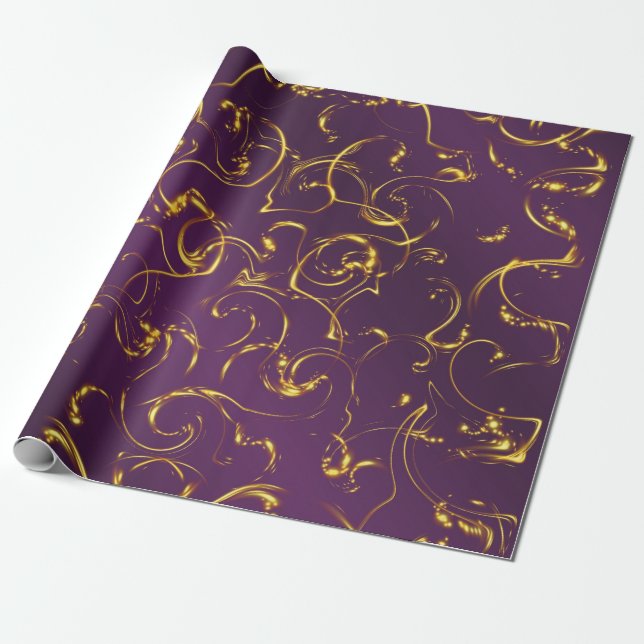 purple, lilac, gold, golden, vibes, abstract, wrapping paper (Unrolled)