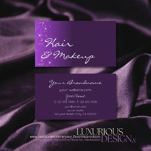 Purple Lilac Gradient Glitter Stars Elegant Simple Business Card