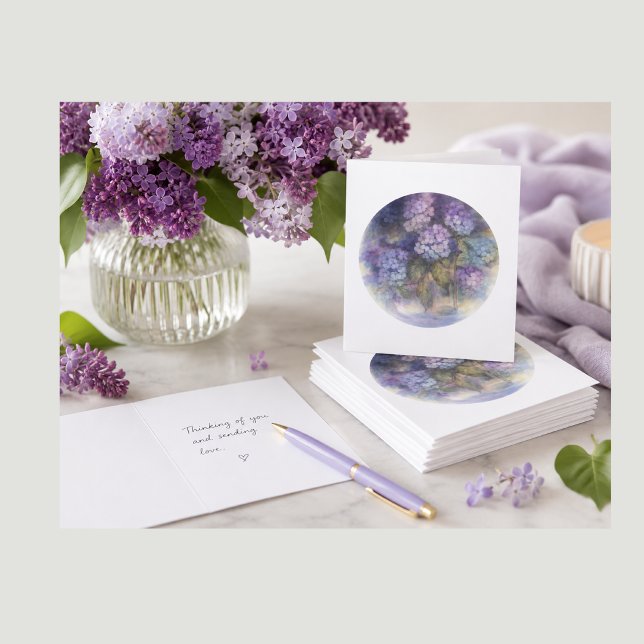Purple Lilac Hydrangea Florals |  Blank Note Card (Purple Hydrangea Flowers Note Cards keep these note cards in your personal stationery supply.)