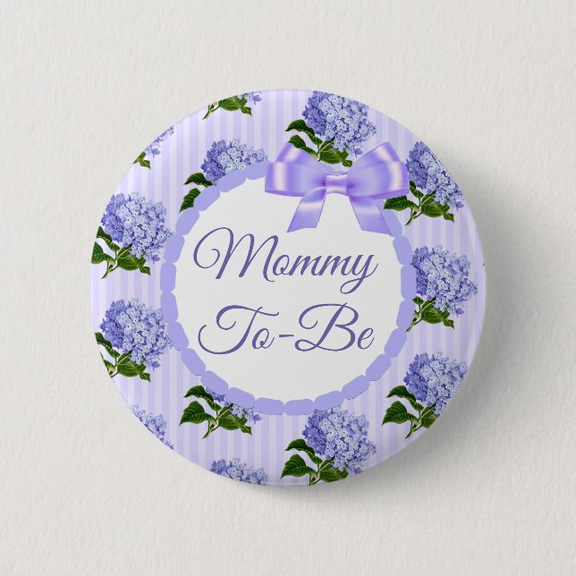 Purple Lilac Lavender Floral Mum to Be Button (Front)