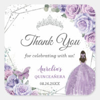 Purple Lilac Lavender Floral Quinceañera Princess
