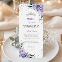 Purple Lilac Lavender Floral Quinceañera XV Menu