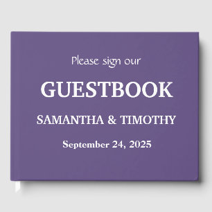 Purple Lilac Lavender Modern Minimalist Wedding Guest Book