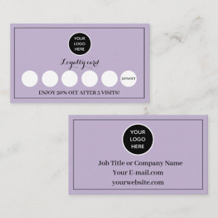 Purple Lilac Logo Modern Business Reward Punch Loyalty Card