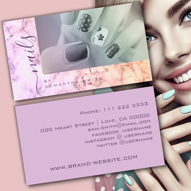 Purple Lilac Marble Marbled Elegant Calligraphy Business Card (Creator Uploaded)