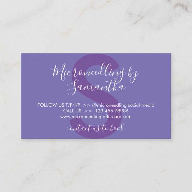 Purple Lilac Microneedling Aftercare Instructions Business Card (Front)