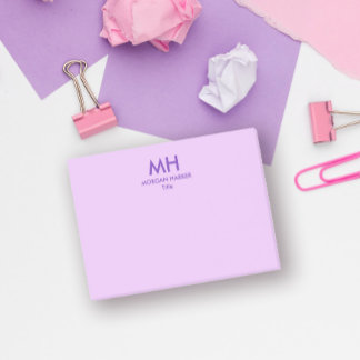 Purple Lilac Minimal Clean Initials Post-it Notes