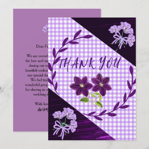 Purple Lilac Modern Boho Trendy Wedding Thank You Card