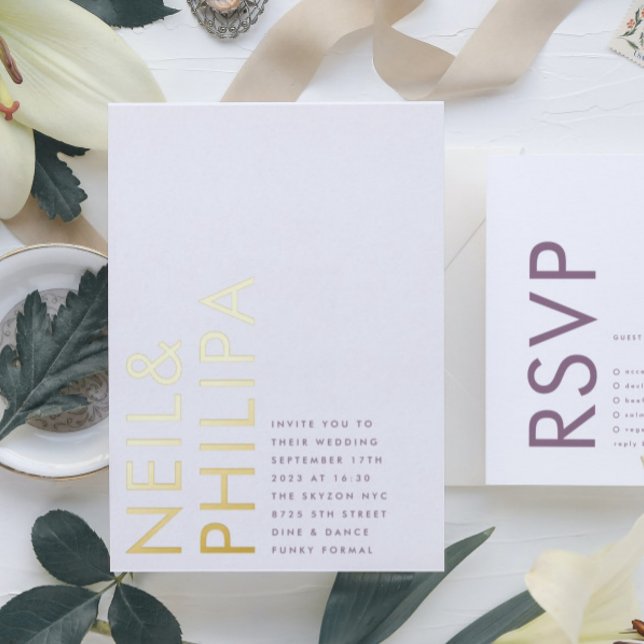 Purple Lilac Modern NAMES Simple (Invitation showcasing suite - additional items (bought separately))