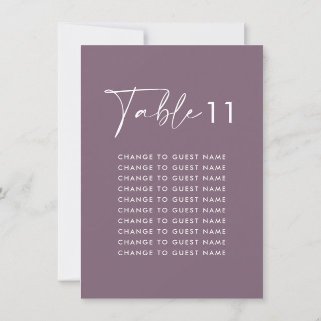 Purple lilac modern wedding table seating chart (Back)